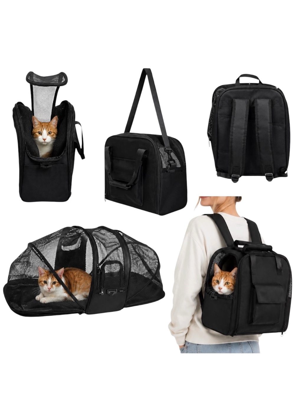 New expandable pet backpack carrier cat dog travel backpack foldable 3 in 1